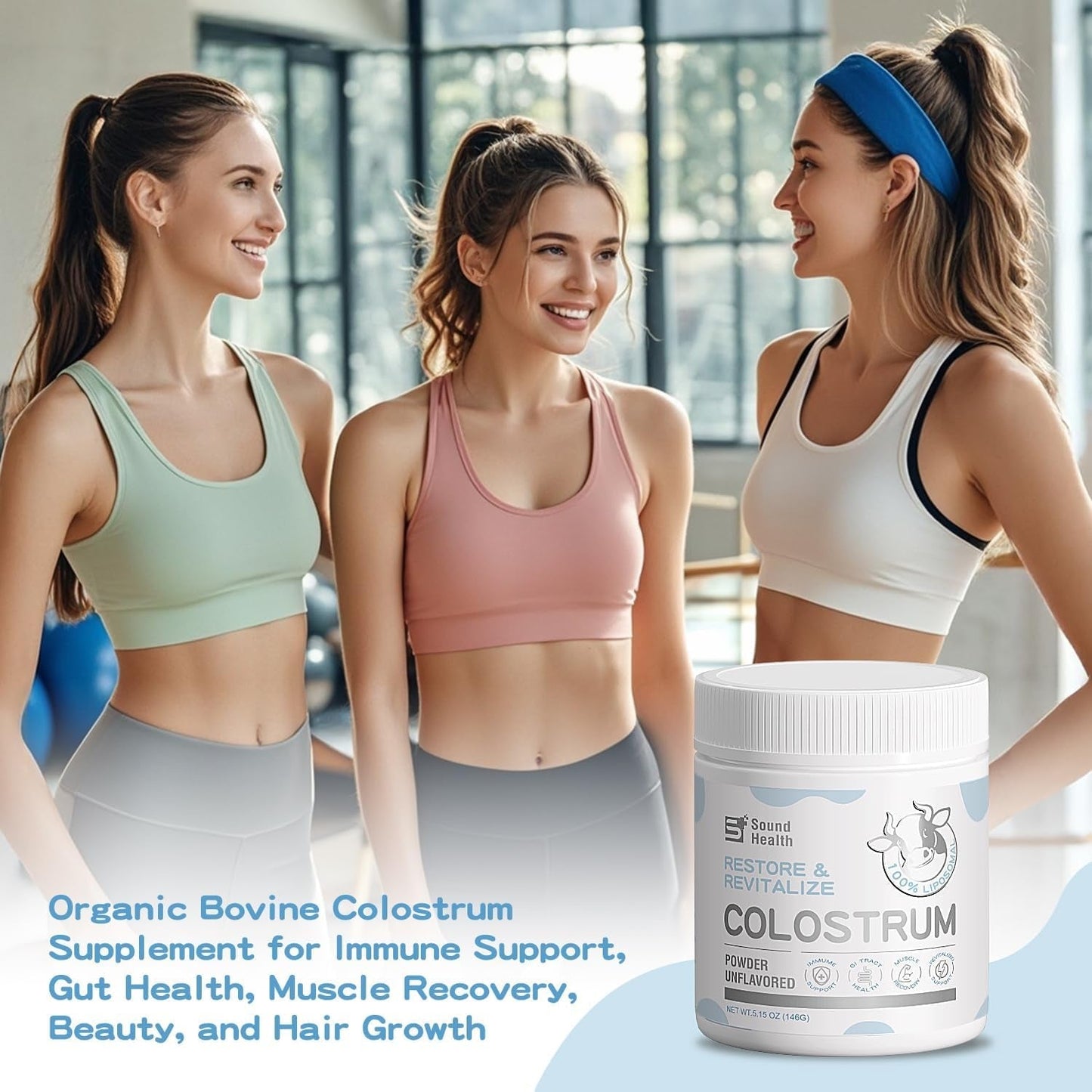 Colostrum Supplement Powder for Humans - Gut Health, Hair Growth, Beauty, and Immune Support (73 Servings)