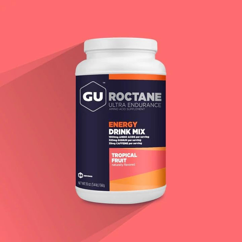 GU Energy Roctane Ultra Endurance Energy Drink Mix, 35Mg of Caffeine, 3.44-Pound Jar, Tropical Fruit