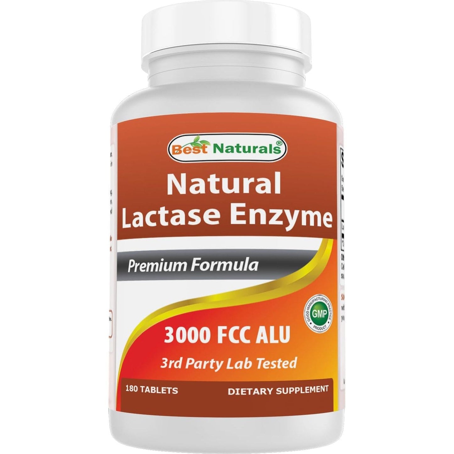 Best Naturals Fast Acting Lactase Enzyme Tablet, 3000 Fcc Alu, 180 Count
