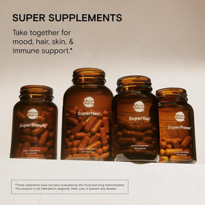 Moon Juice - Superyou -  (60 Capsules) - Energy, Mood & Focus - Cortisol Reducer - Reusable Glass Bottle 