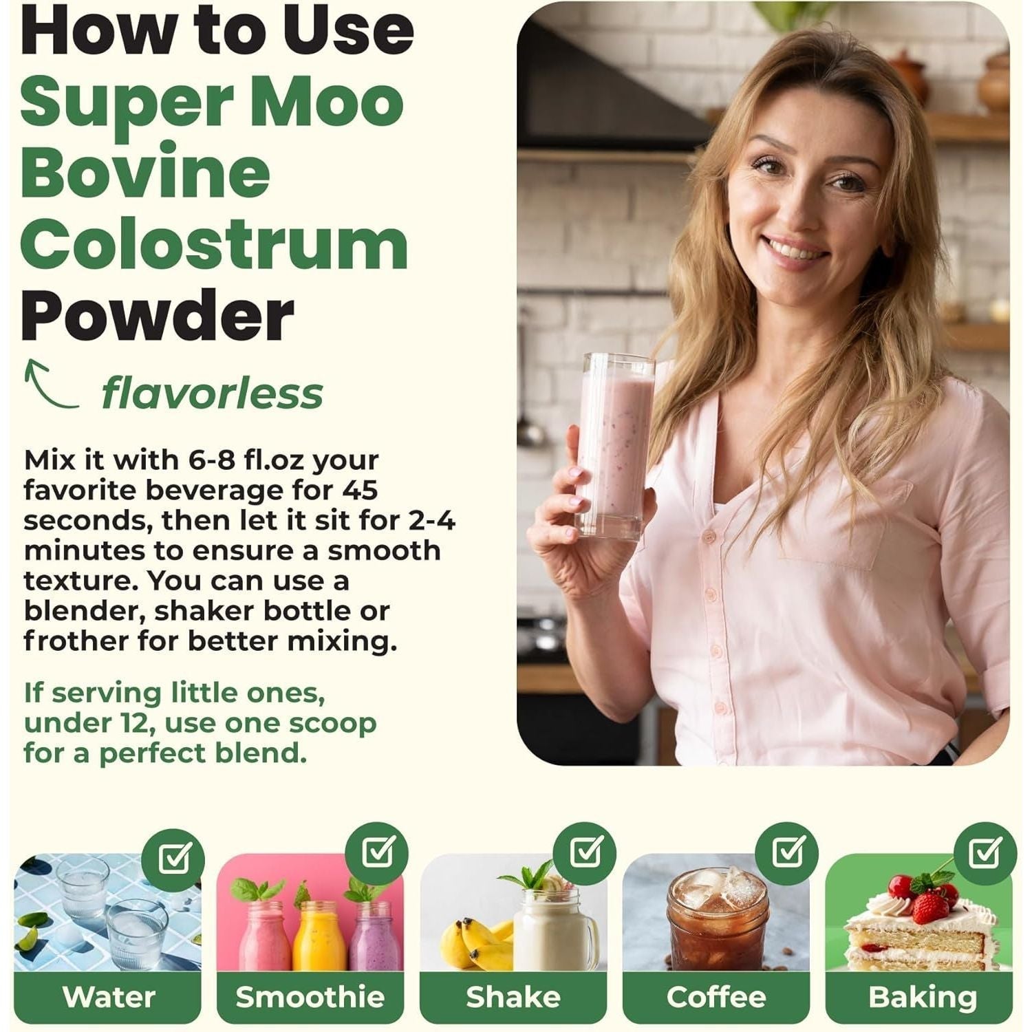 Super MOO Grass Fed Bovine Colostrum Powder for Bloating, Immune, Energy, Gut Health Hair, Skin and Nails 