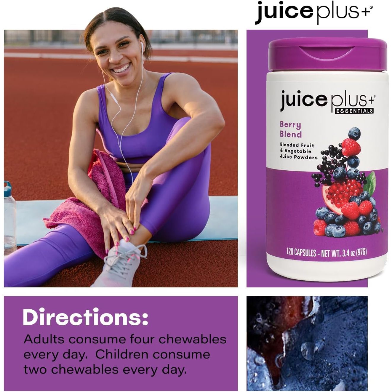 Juice Plus+ Berry Blend Soft Chews - Nutrients from 12 Superfood Ingredients - 120 Chewables