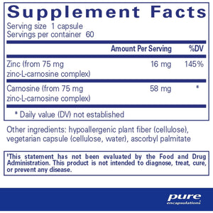 Pure Encapsulations Peptic-Care - Zinc-L-Carnosine - Gut Health & Antioxidant Supplement - 60 Capsules