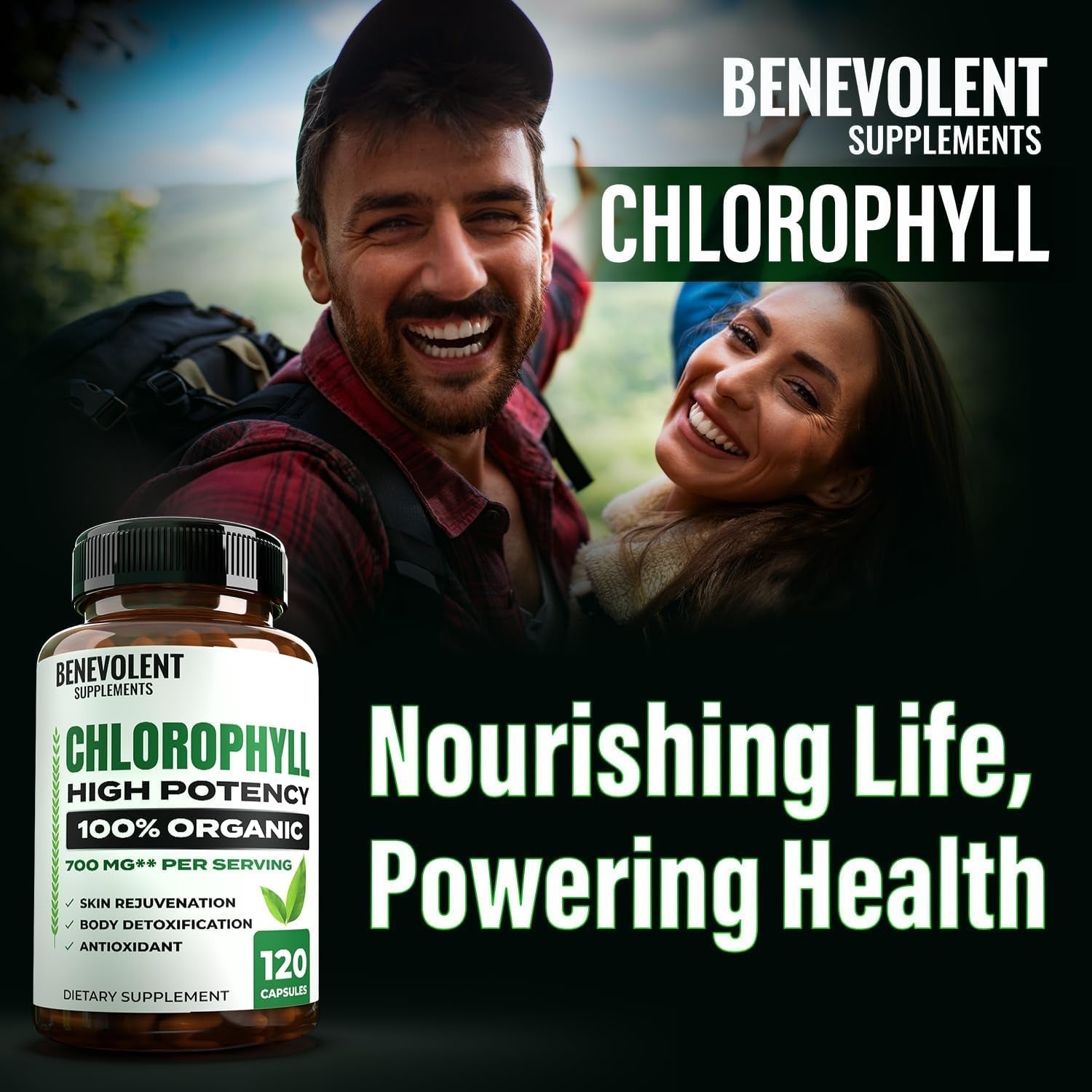 Benevolent Chlorophyll Capsules 700Mg - 100% Natural + Ultra Chlorophyll 20X Potency Concentration 120 Capsules