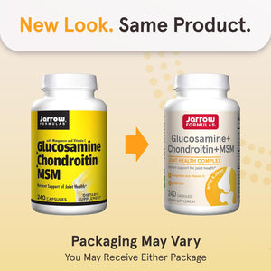 Jarrow Formulas Glucosamine + Chondroitin + MSM Capsules, Joint Support Supplement with Vitamin C and Manganese, 240 Capsules,
