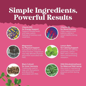 PMS Support Supplement for Women - for Period Cramps Relief, Menopause Bloating, Mood Swing – 60 Capsules