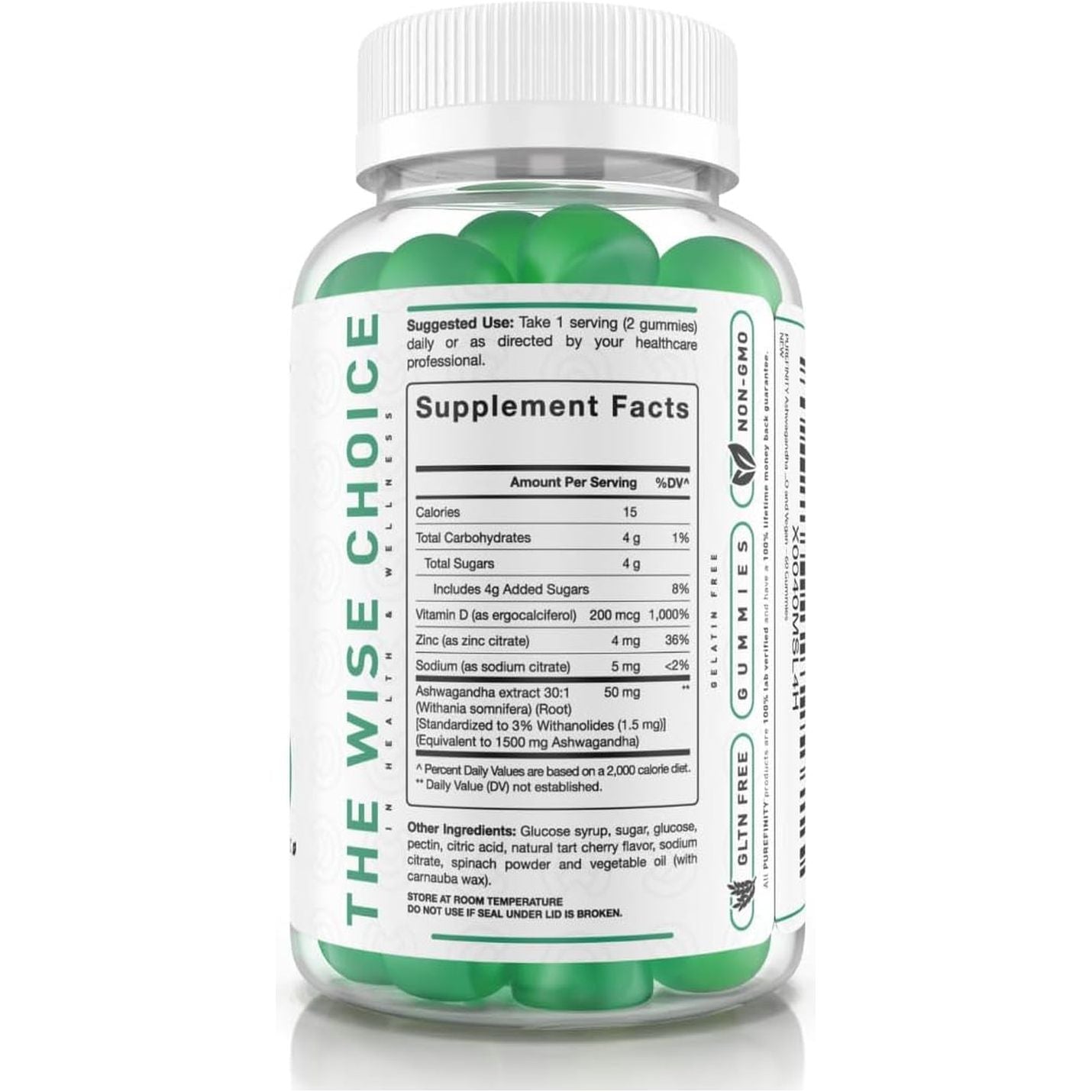 Ashwagandha Gummies with Vitamin D & Zinc – Supplement for Relaxation, Calming, and Mood Support 60 Count