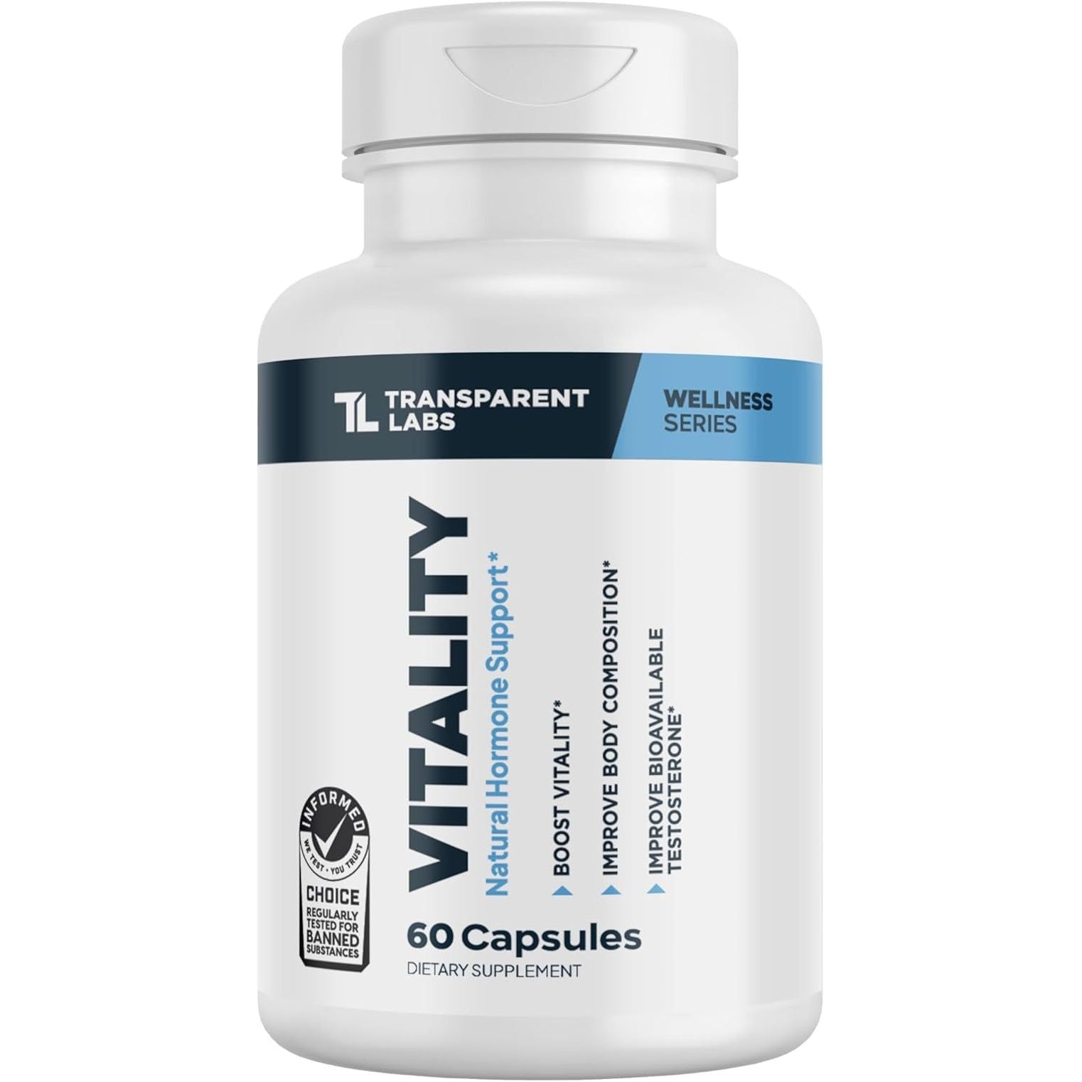 Transparent Labs Vitality Testosterone Booster with Ashwagandha KSM-66, Primavie Shilajit Extract, & DIM - 60 Count