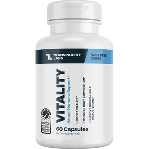 Transparent Labs Vitality Testosterone Booster with Ashwagandha KSM-66, Primavie Shilajit Extract, & DIM - 60 Count