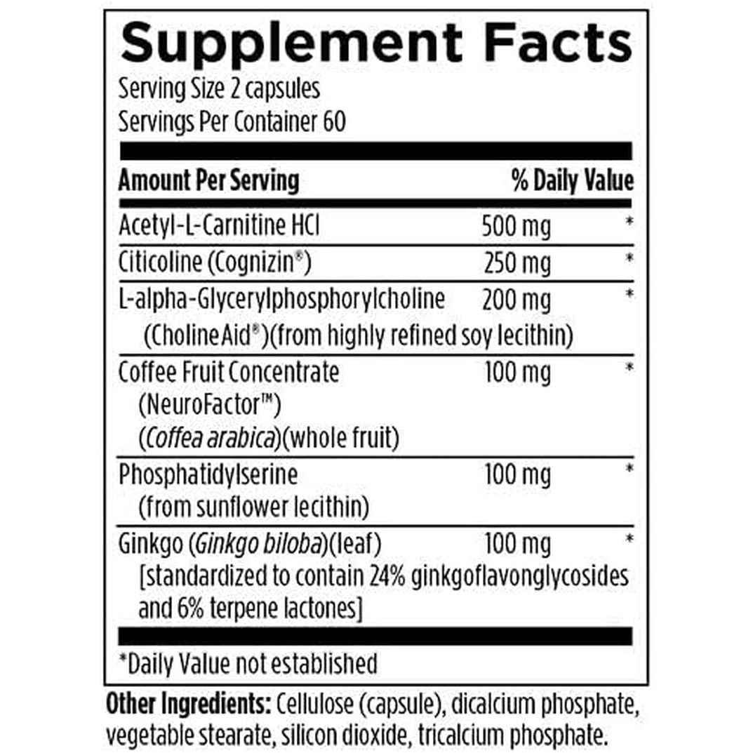 Designs for Health Brain Vitale with Cognizin Citicoline - 'Nootropic' Supplement to Help Support Cognition, Mood + Memory (120 Capsules)