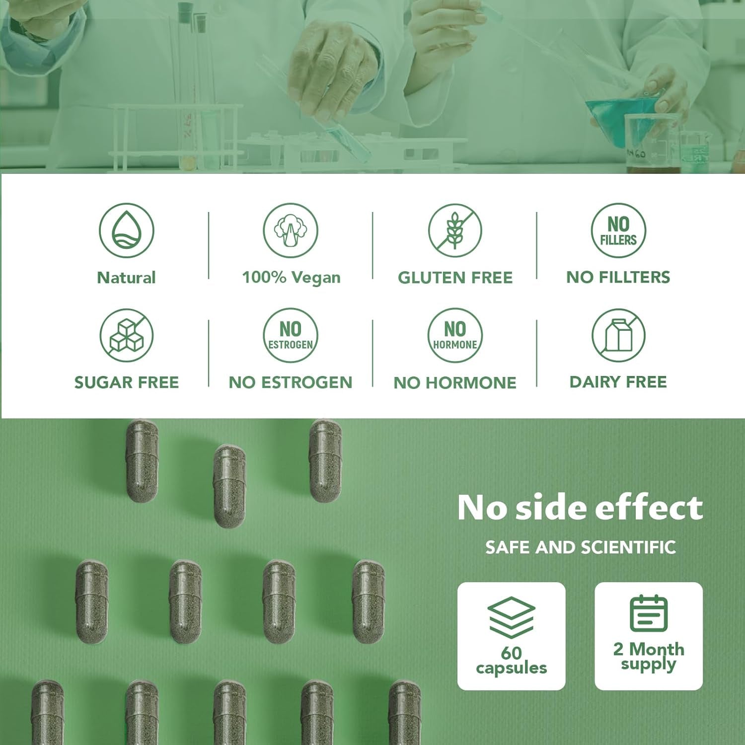 Body Deodorizing Supplement, Natural Internal Odor Control Pills for Men & Women (60 Capsules)