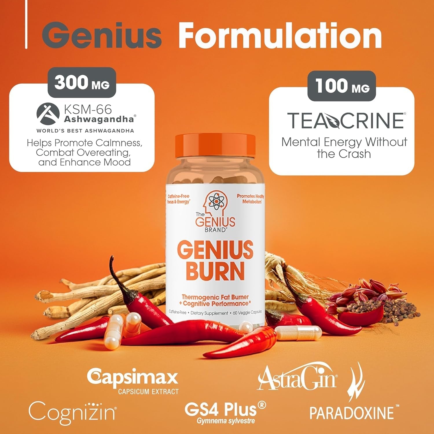 Genius Thermogenic Fat Burner - Weight Loss & Metabolism Supplement (60 Pills)