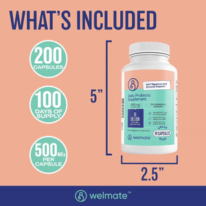 WELMATE Saccharomyces Boulardii | Daily Probiotic Supplement | 10 Billion CFU 200 Veggie Capsules