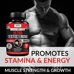 Kaya Naturals Ultra Testosterone - Men'S Testosterone Booster with Tongkat Ali, Horny Goat Weed, Tribulus 90 Count
