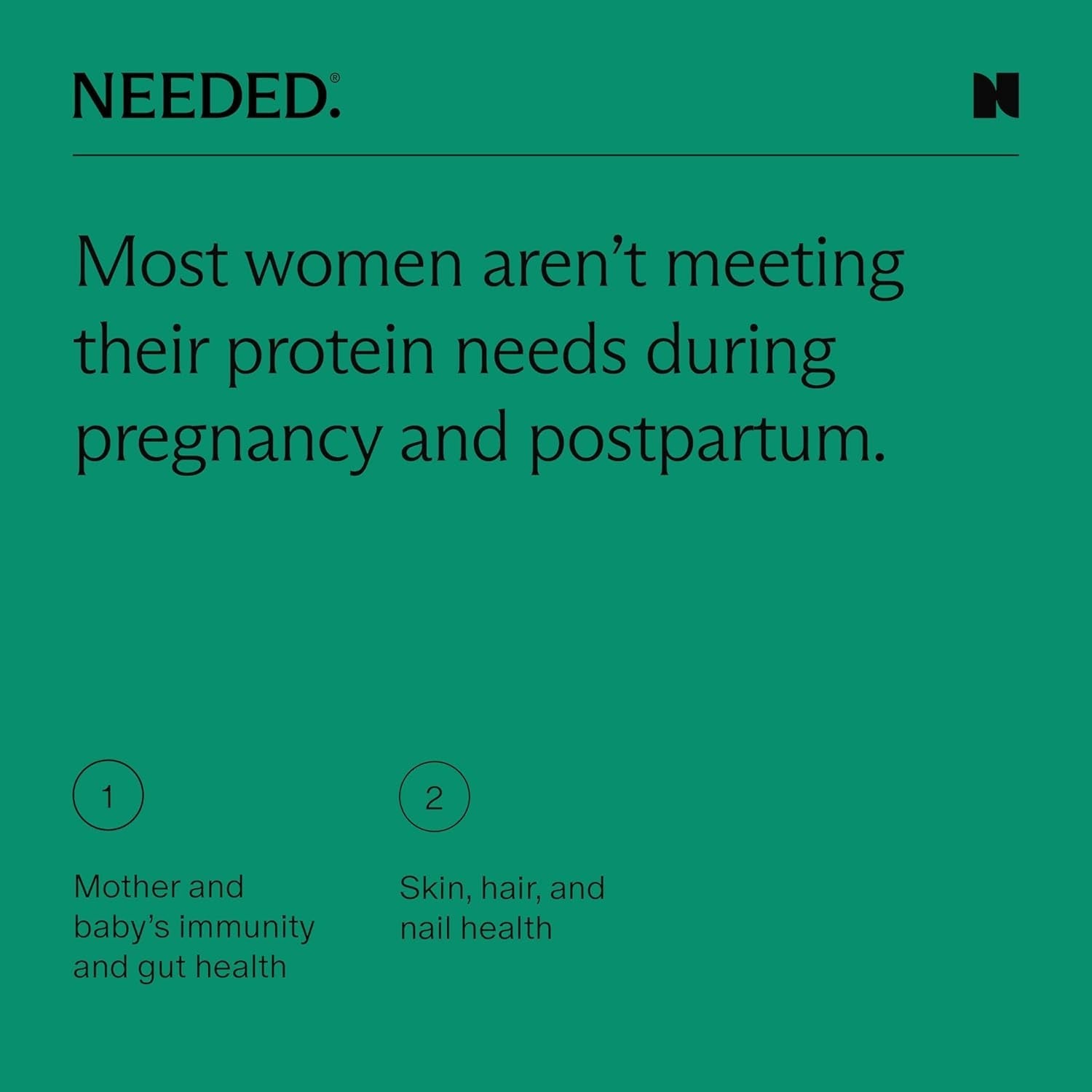 Needed. Expertly-Formulated Prenatal Hydrolyzed Collagen Protein Powder for Pregnancy, Breastfeeding, & Postpartum 1Lb