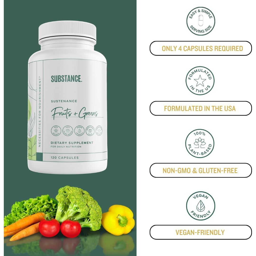 Nature'S Sustenance Daily Greens, Fruits & Veggies Supplement - Enhance Energy, Mental Clarity, & Overall Wellness - 30 Servings.