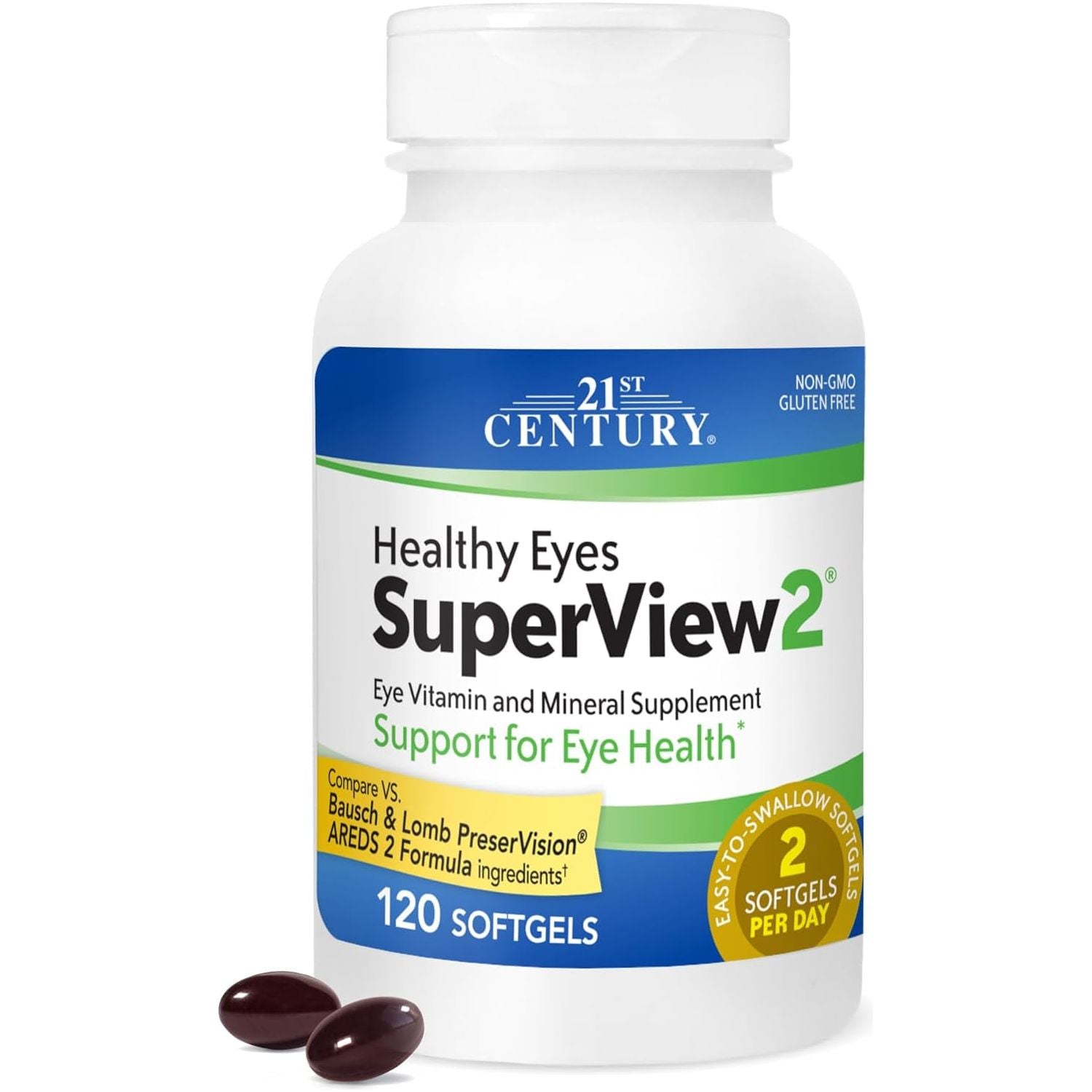 21St Century Healthy Eyes Superview 2 Softgels, 120 Count