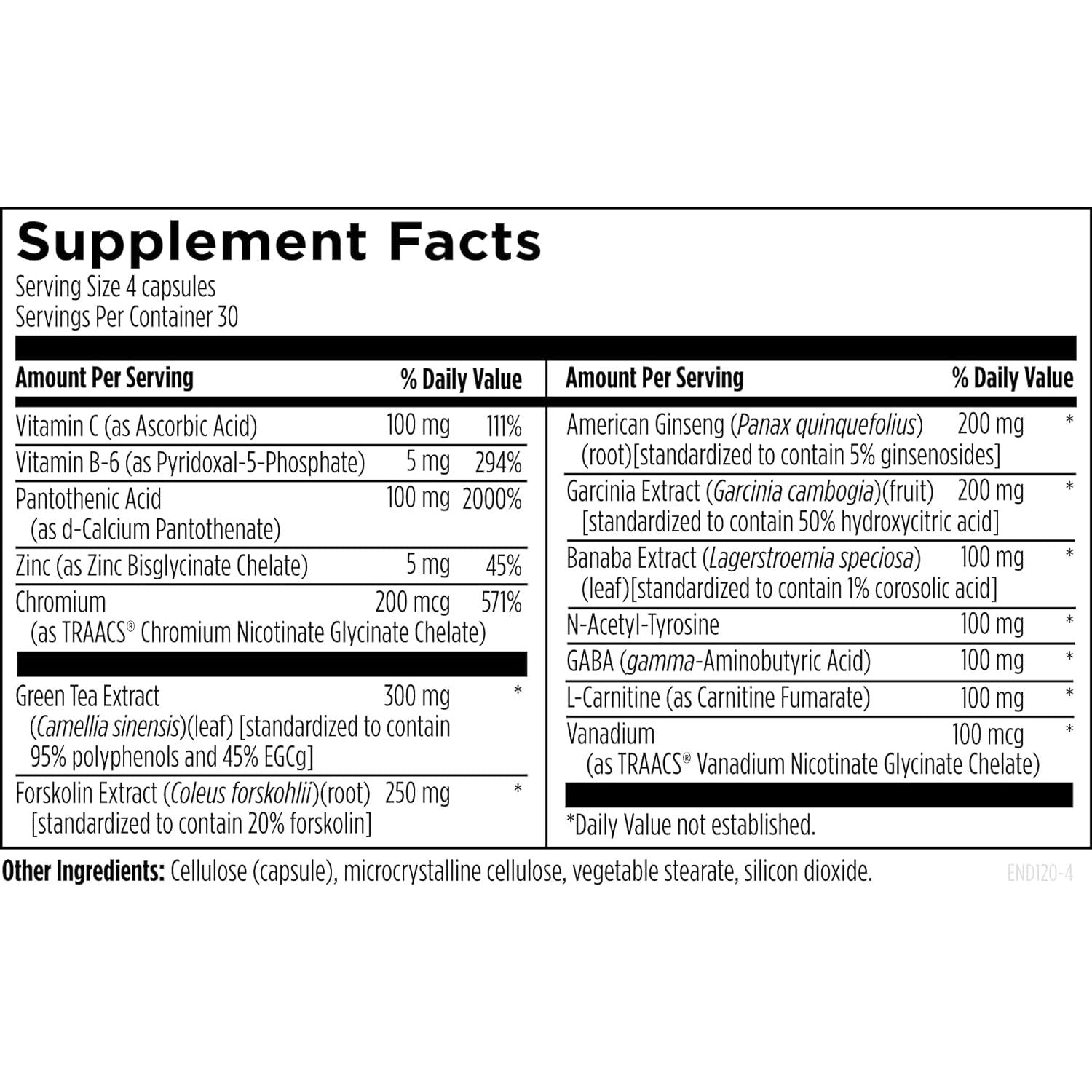 Designs for Health Endotrim - Green Tea Extract, Garcinia Cambogia, Coleus Forskohlii + L-Carnitine Supplement (120 Capsules)
