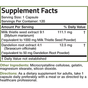 Bronson Milk Thistle Silymarin Marianum & Dandelion Root Liver Health Support, 120 Capsules