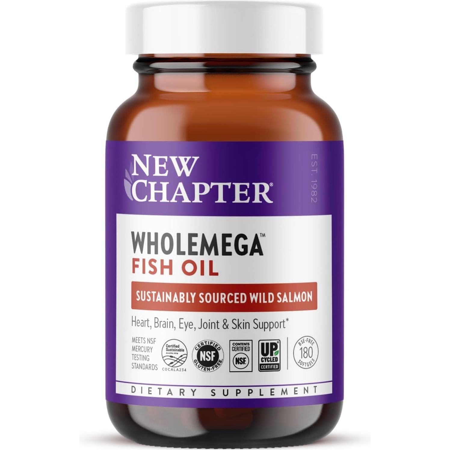 New Chapter Wholemega Fish Oil Supplement - 180 Ct, 1000Mg Softgels