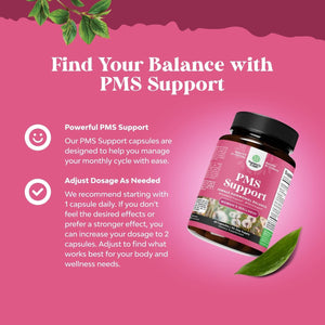 PMS Support Supplement for Women - for Period Cramps Relief, Menopause Bloating, Mood Swing – 60 Capsules