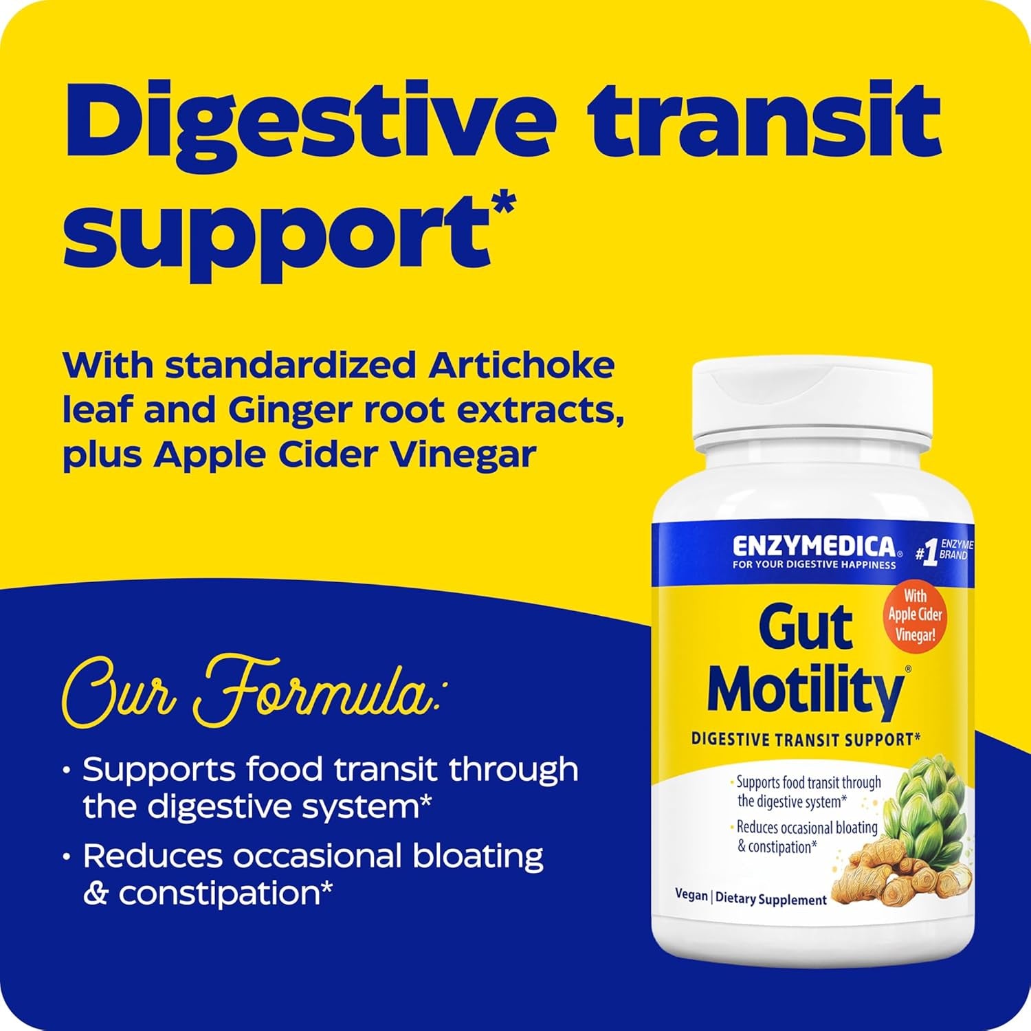 Enzymedica, Gut Motility, Promotes Regular, Healthy Bowel Movements, Reduces Occasional Bloating & Constipation, 30 Count