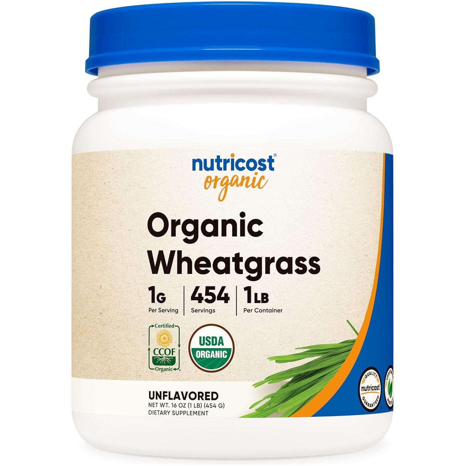 Nutricost Organic Wheatgrass Powder 1 LB - Non-Gmo Superfood