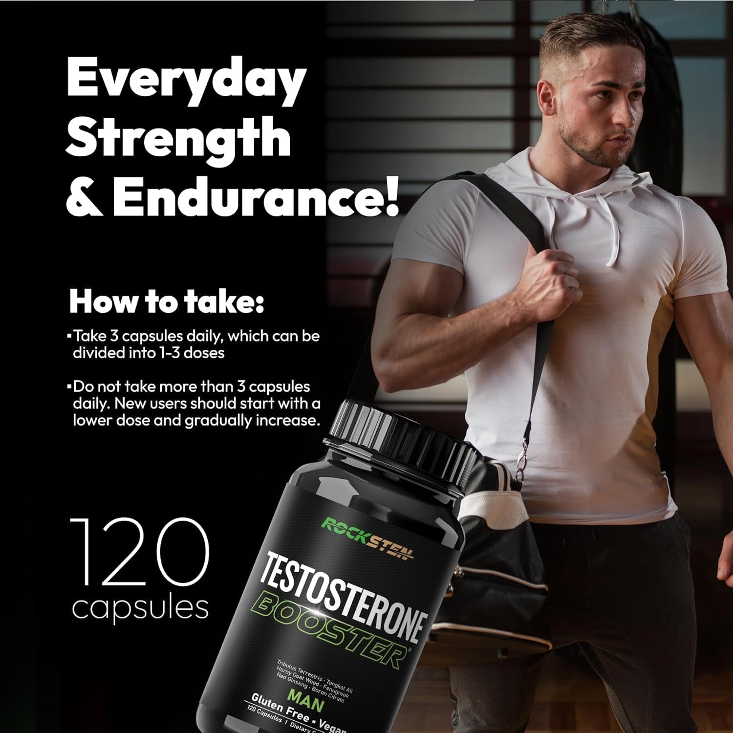 Testosterone Booster Men Supplement with Tribulus Terrestris Tongkat Ali Fenugreek Red Ginseng