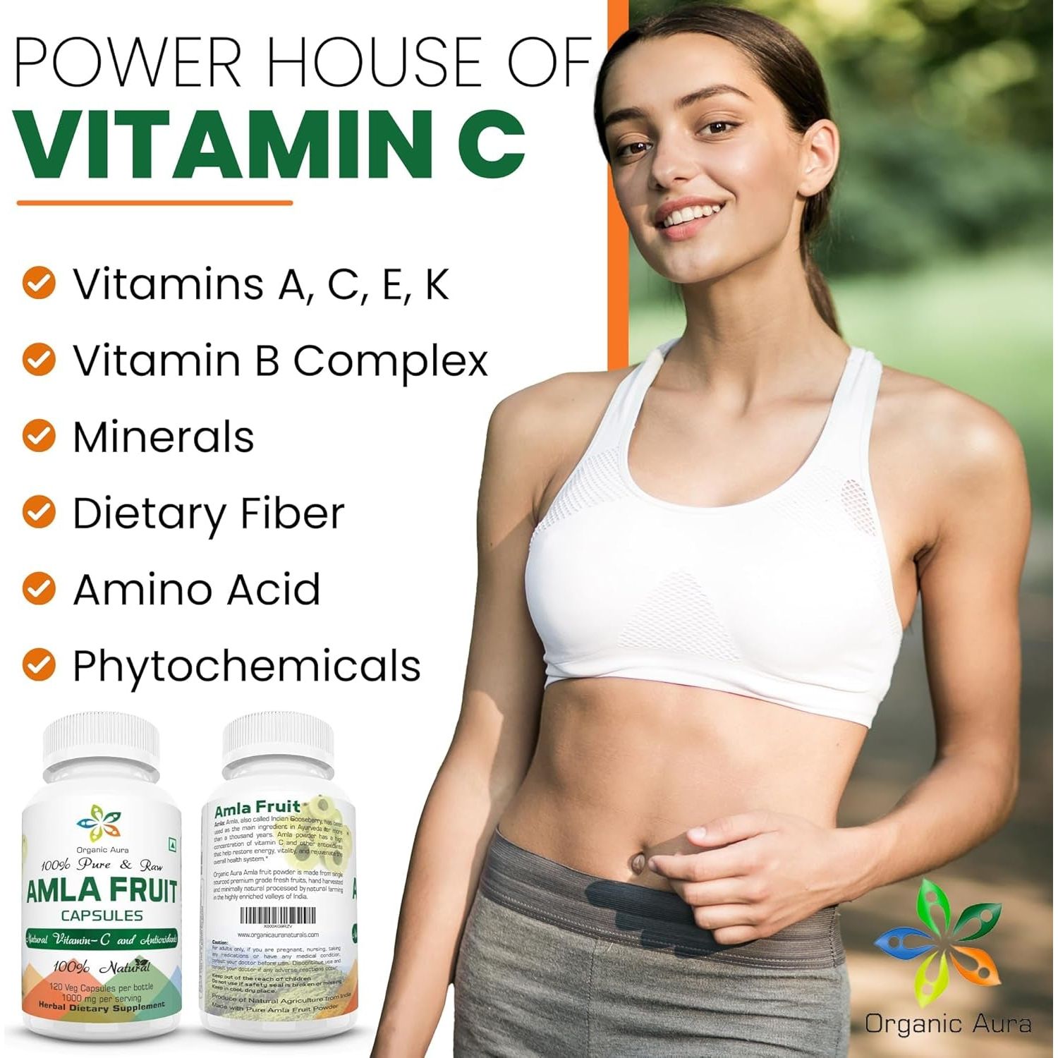 AMLA Capsules. 1000Mg - Natural Vitamin C and Antioxidants 120 Veg Capsules