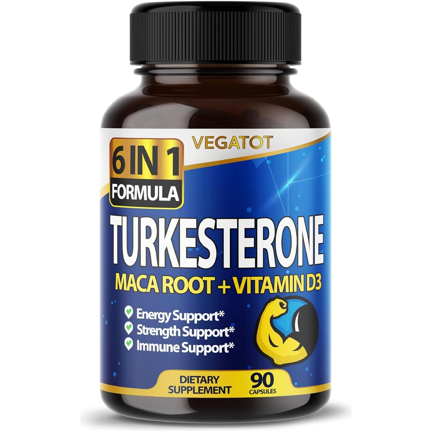 VEGATOT 6 in 1 High Strength Turkesterone Concentrated with Maca Root Fenugreek Tribulus (60 Count)