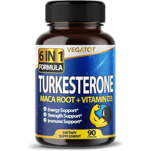 VEGATOT 6 in 1 High Strength Turkesterone Concentrated with Maca Root Fenugreek Tribulus (60 Count)