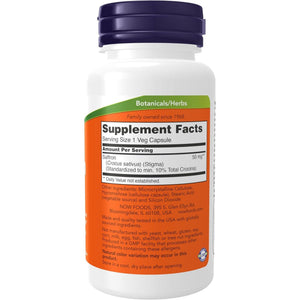 NOW Foods Supplements, Saffron Whole Herb 50 Mg with 10% Crocins, 60 Veg Capsules