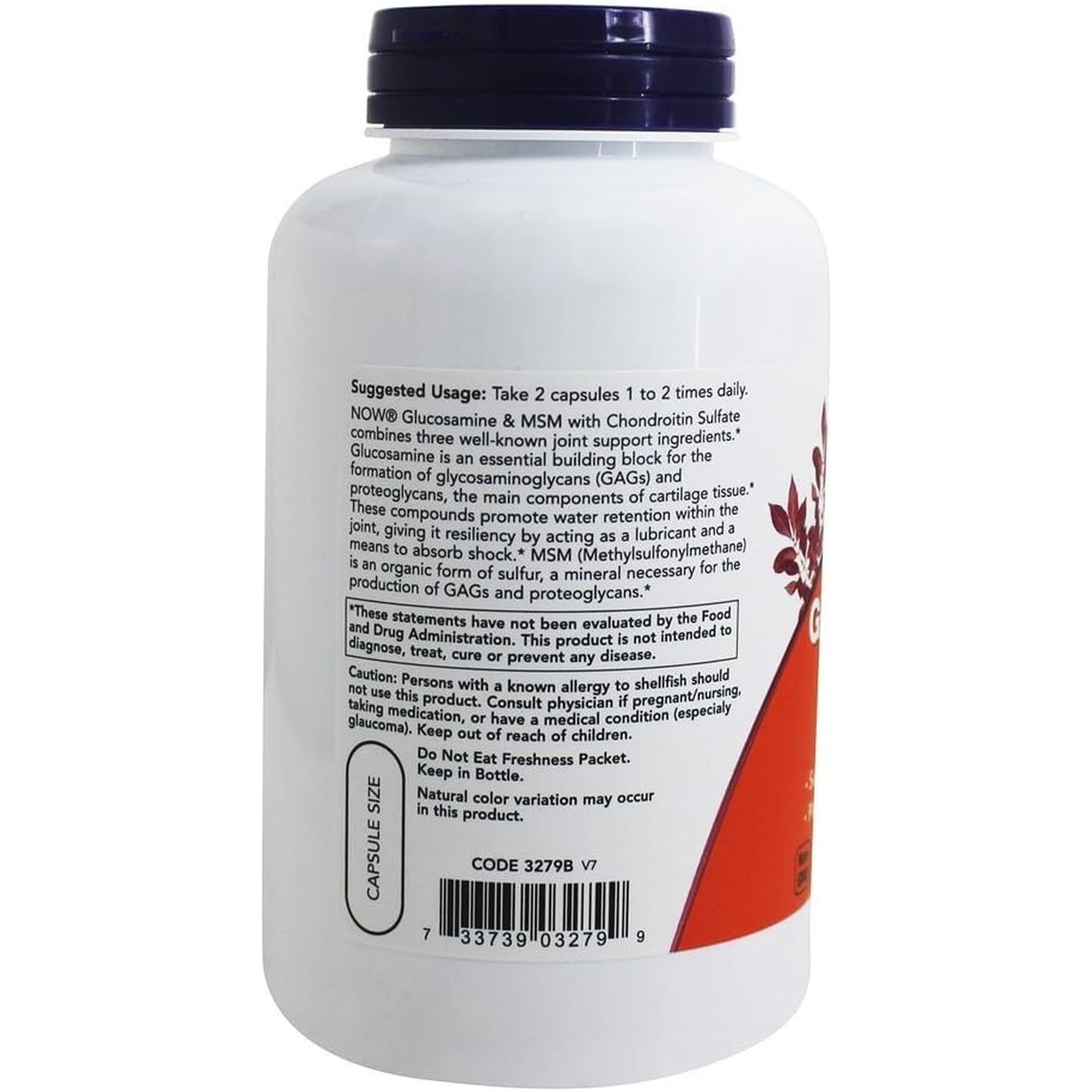 Glucosamine & MSM plus Chondroitin Sulfate - Now Foods - 180 - Vegicapsule