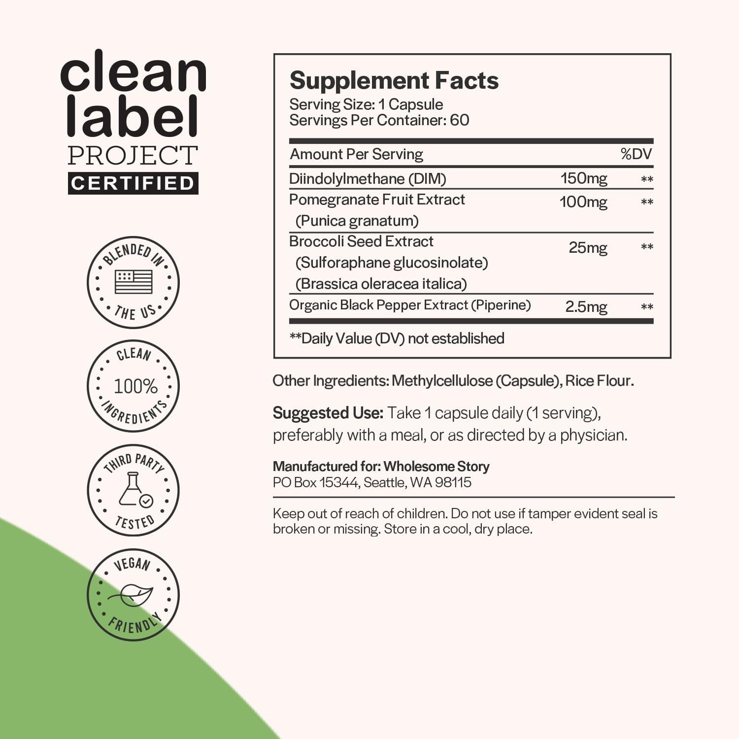 DIM Supplement plus Pomegranate, Broccoli and Black Pepper - Hormone and Estrogen Balance Supplement 60 Capsules