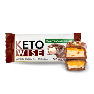 Keto Wise Fat Bombs - Made with Chocolate Containing MCT Oil - 7G Fat, 2G Net Carbs | Peanut Caramel Nougat, Pack of 16