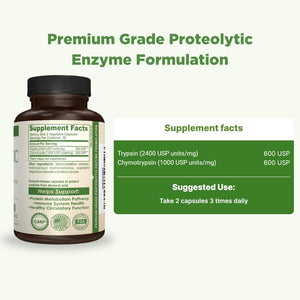 Proteolytic Enzymes - Trypsin & Chymotrypsin - Reduces Edema & Inflammation from Tissue Injury- Recovery Boost -60 Capsules