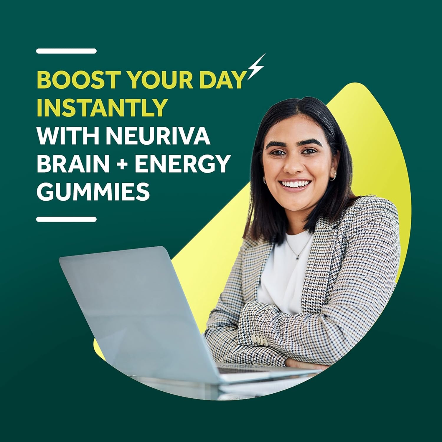 NEURIVA Brain + Energy Gummies, Nootropic Brain Supplements for Focus and Concentration 75 Count