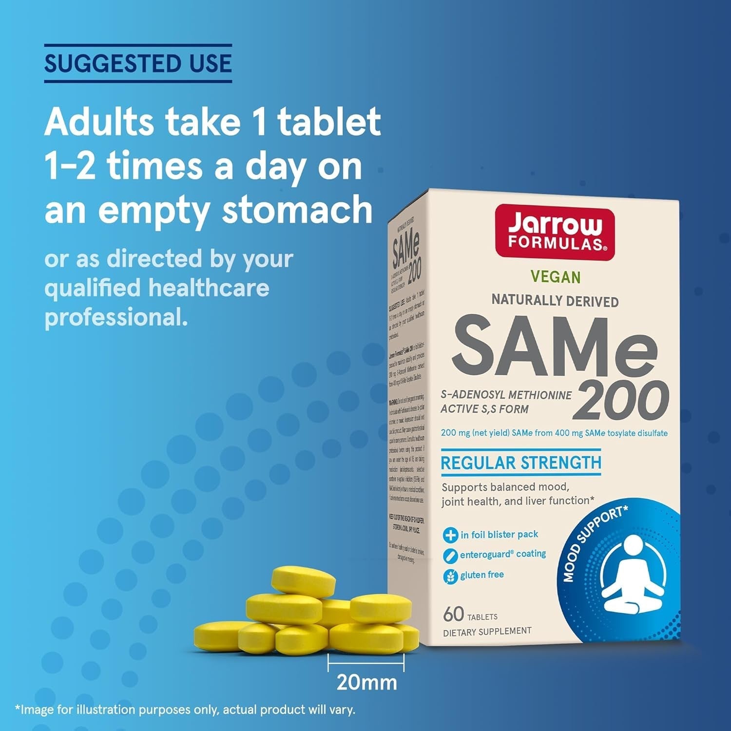 Jarrow Formulas® Same 200 Mg, Supports Joint Health, Liver Function, Brain Metabolism, 60 Tablets