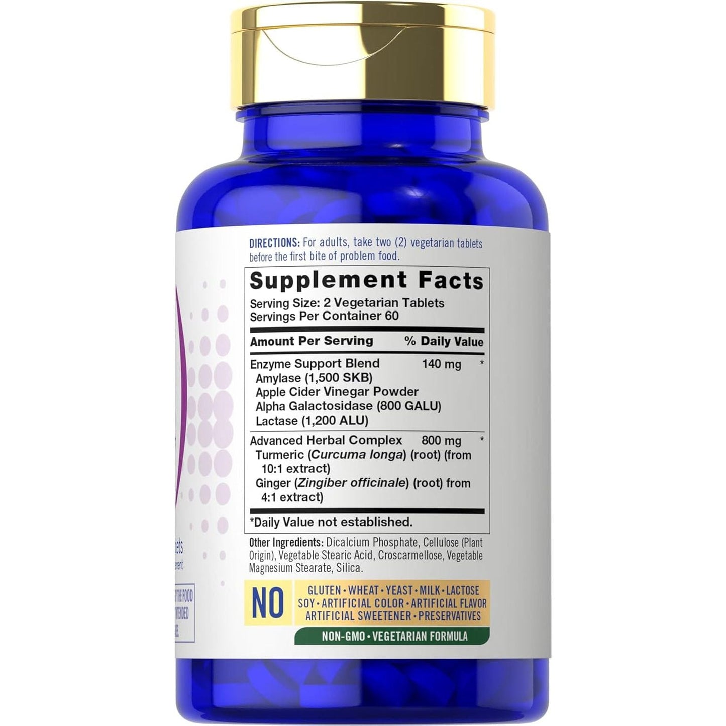 Carlyle Bloat & Gas Support | Supplement with Enzymes, Turmeric, Ginger & More 120 Tablets