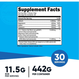 Nutricost Keto BHB Exogenous Ketones 4-In-1 (30 Servings) 12G Beta-Hydroxybutyrate (BHB) per Serving, (Unflavored) - Ketone Salts