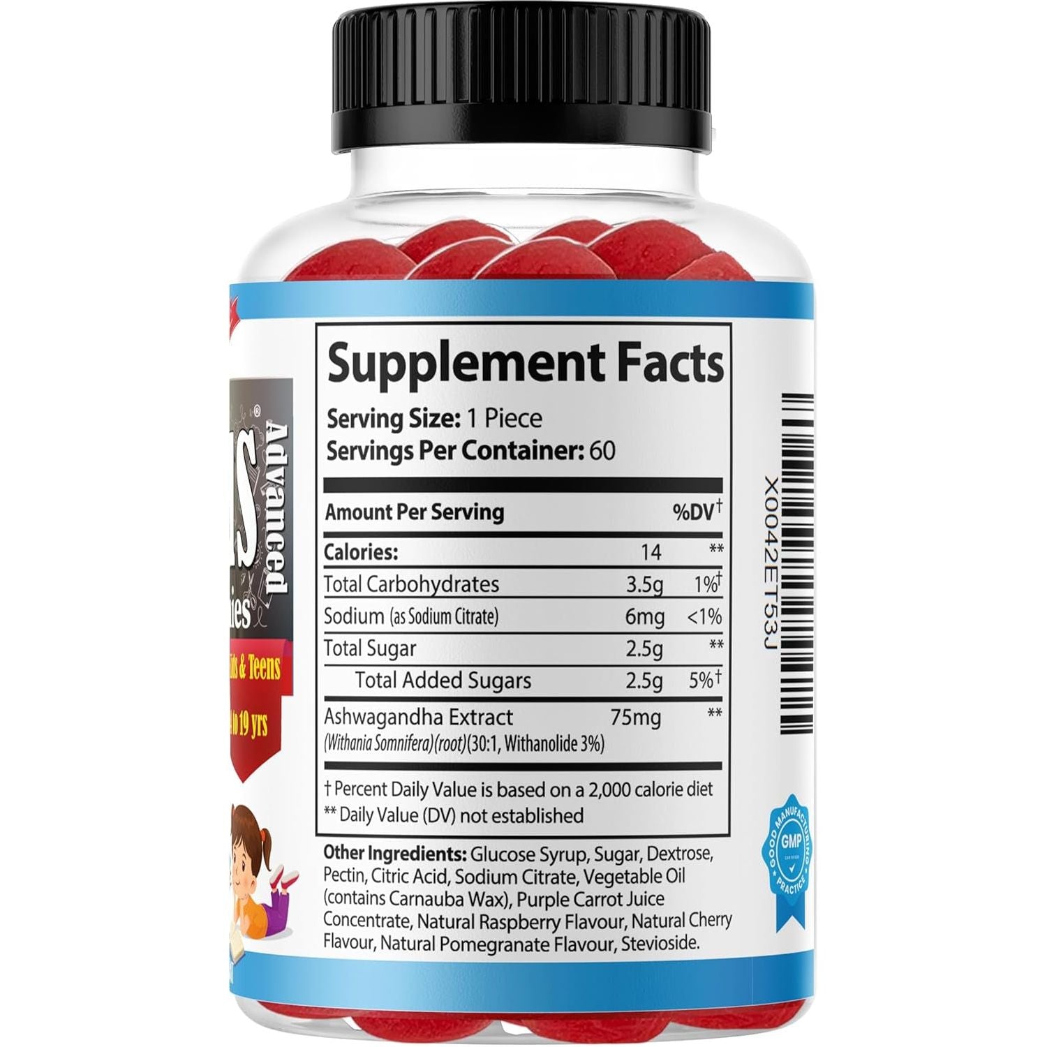 Advance Ashwagandha Root Gummies for Kids & Teens 60 Gummy Vitamins