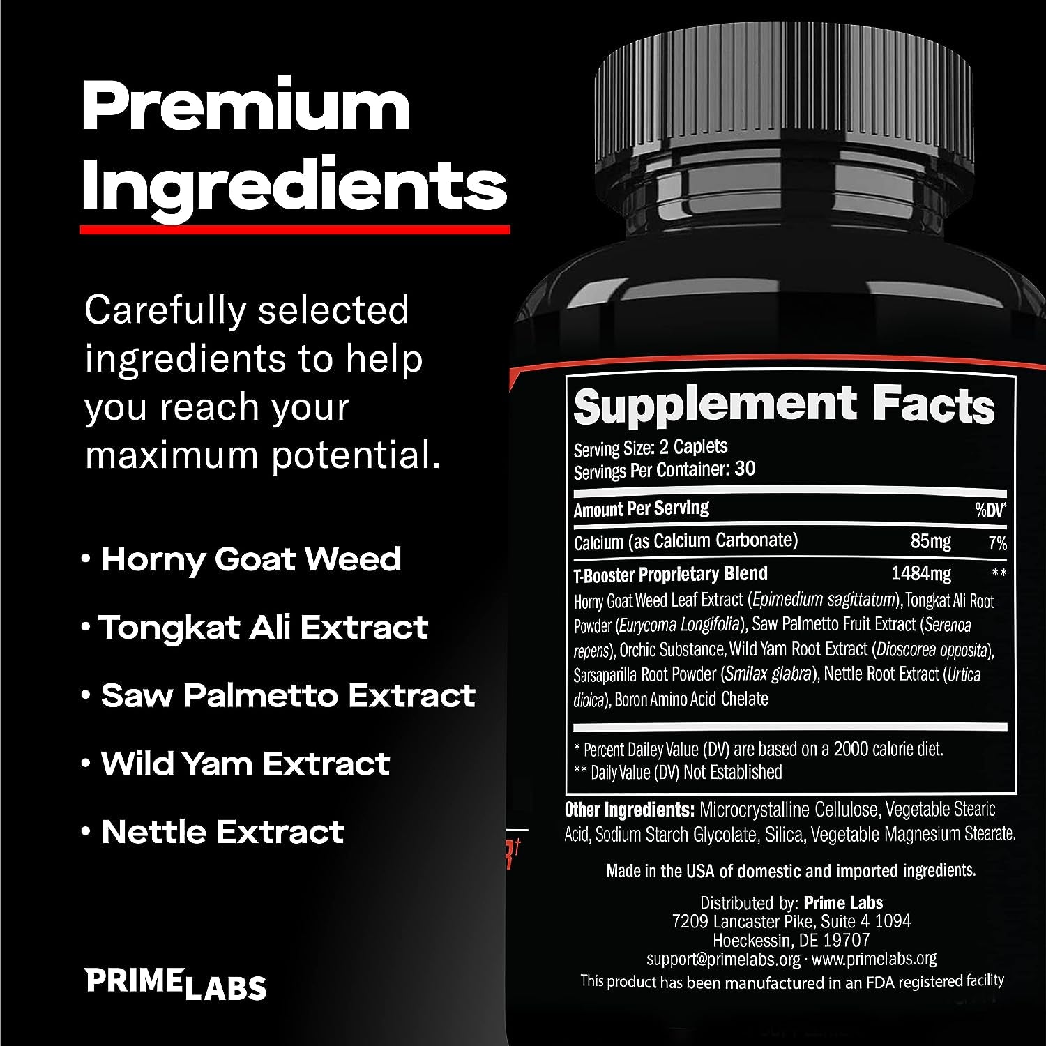 Prime Labs Men'S Testosterone Booster - Stamina, Endurance, & Strength - 60 Caplets