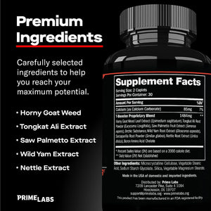 Prime Labs Men'S Testosterone Booster - Stamina, Endurance, & Strength - 60 Caplets