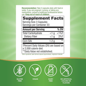 Nature'S Way Corn Silk - 1,200 Mg per 3-Capsule Serving - Traditional Urinary Health Support - 100 Vegan Capsules