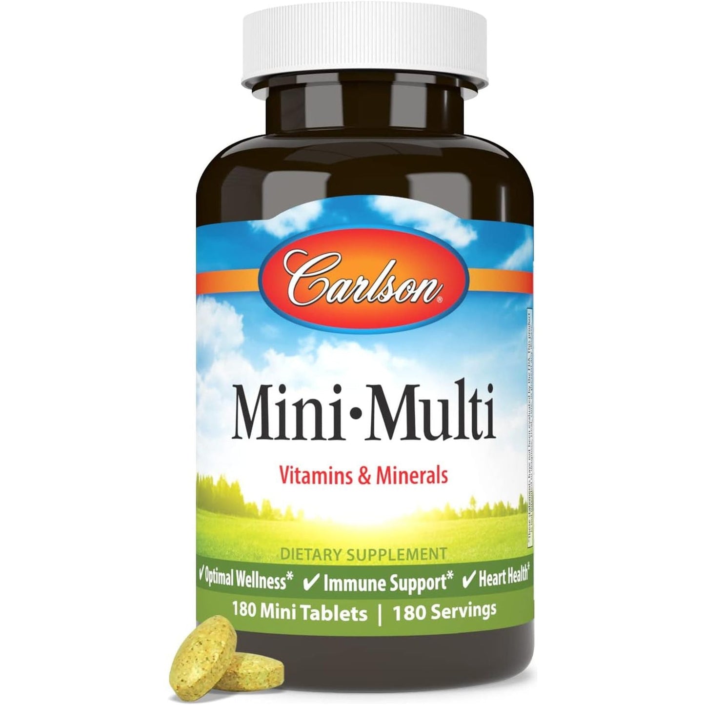 Carlson - Mini-Multi, Small Multivitamin Tablets, Immune Support & Heart Health 180 Mini Tablets