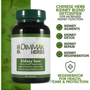 Dimmak Herbs Certified Organic Kidney Sure Health Supplement – 100 Caps 400Mg
