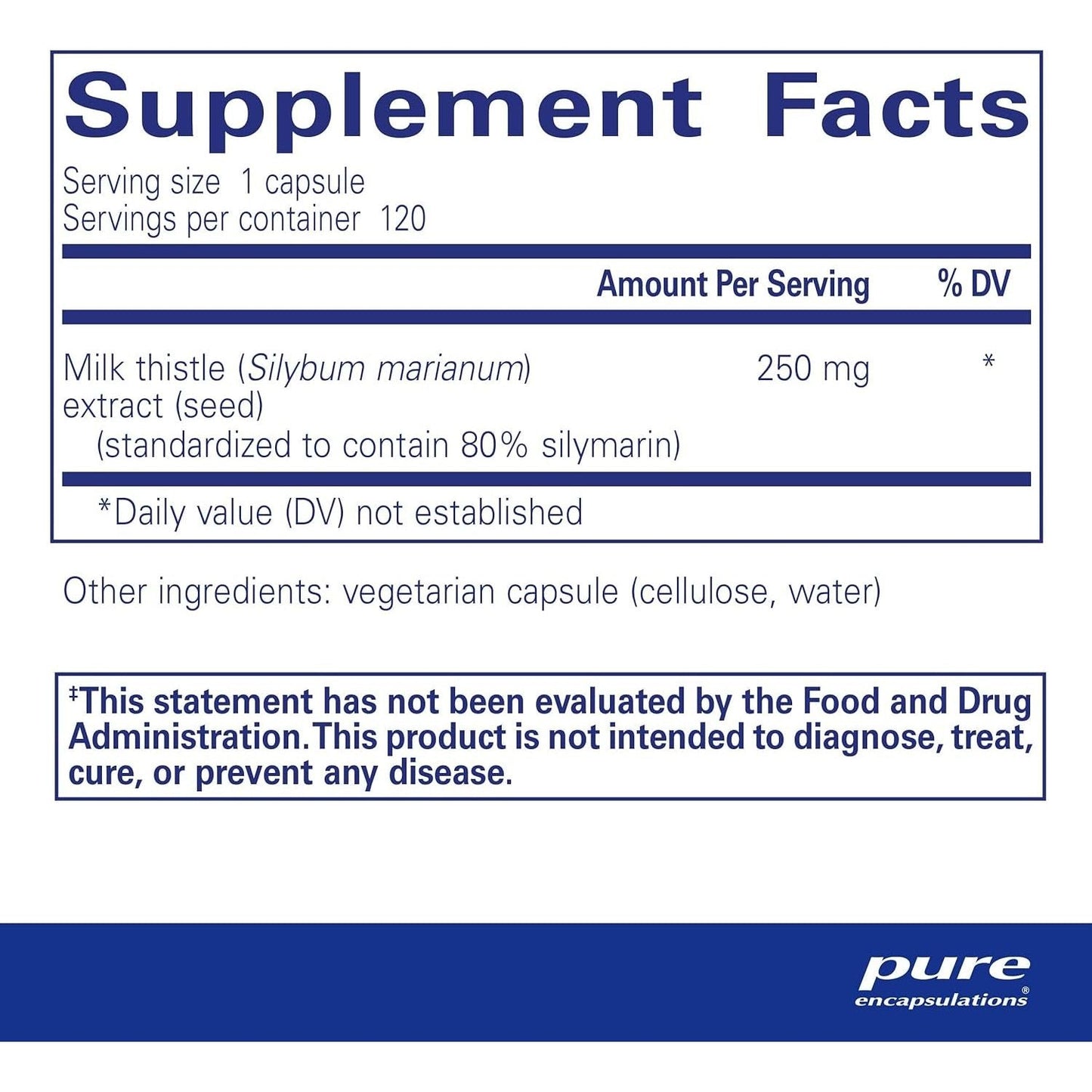 Pure Encapsulations Silymarin - Liver Health Support - Antioxidants - 120 Capsules/250Mg 