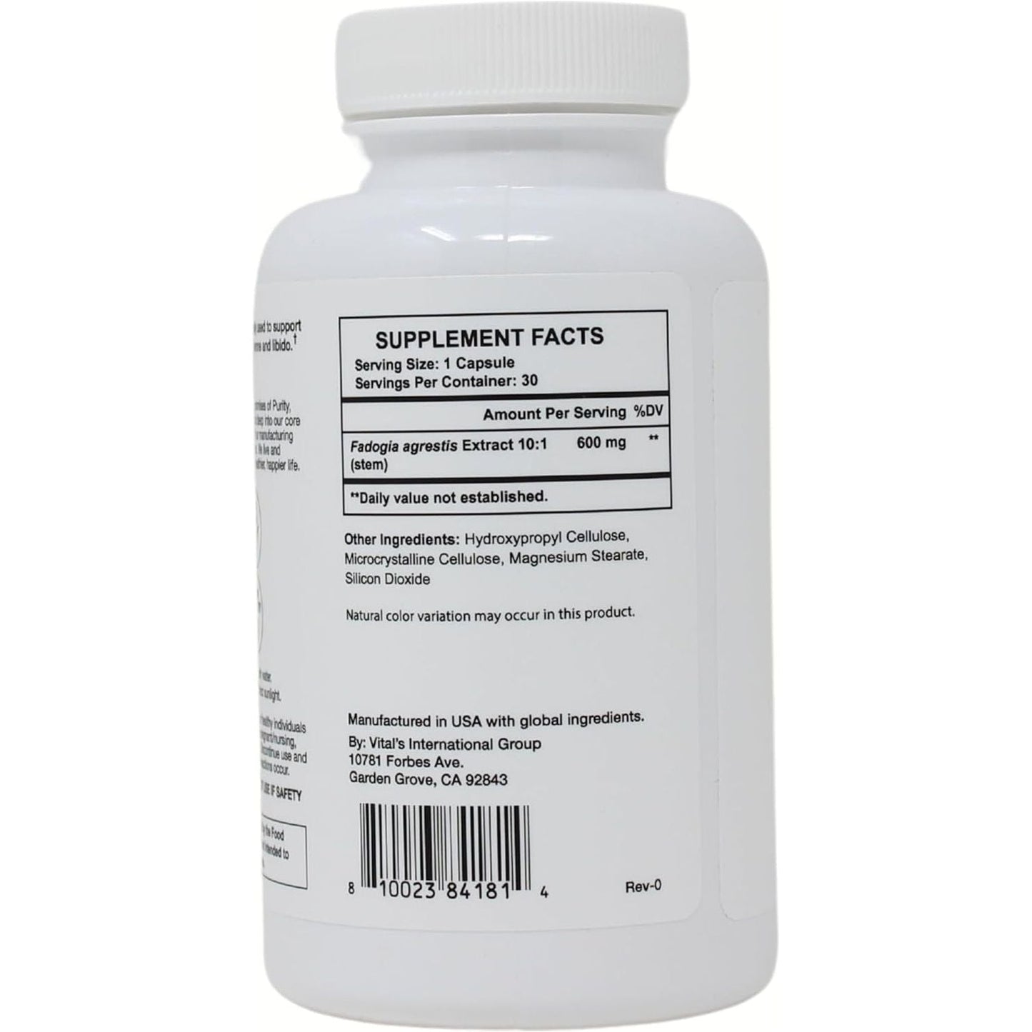 PRISTINE'S Fadogia Agrestis 600MG - Sports Nutrition Testosterone Booster Support Capsules 30-Day Supply