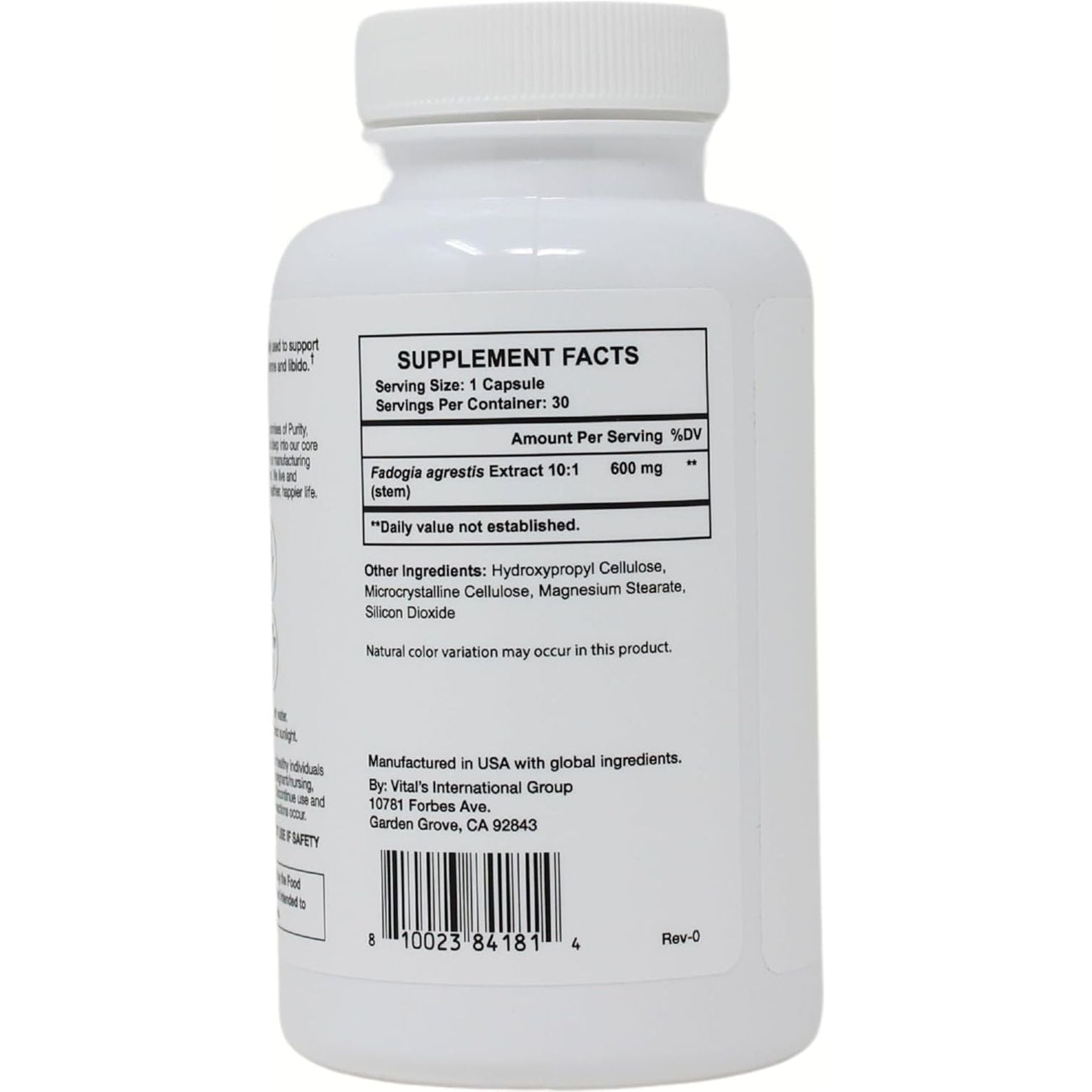 PRISTINE'S Fadogia Agrestis 600MG - Sports Nutrition Testosterone Booster Support Capsules 30-Day Supply