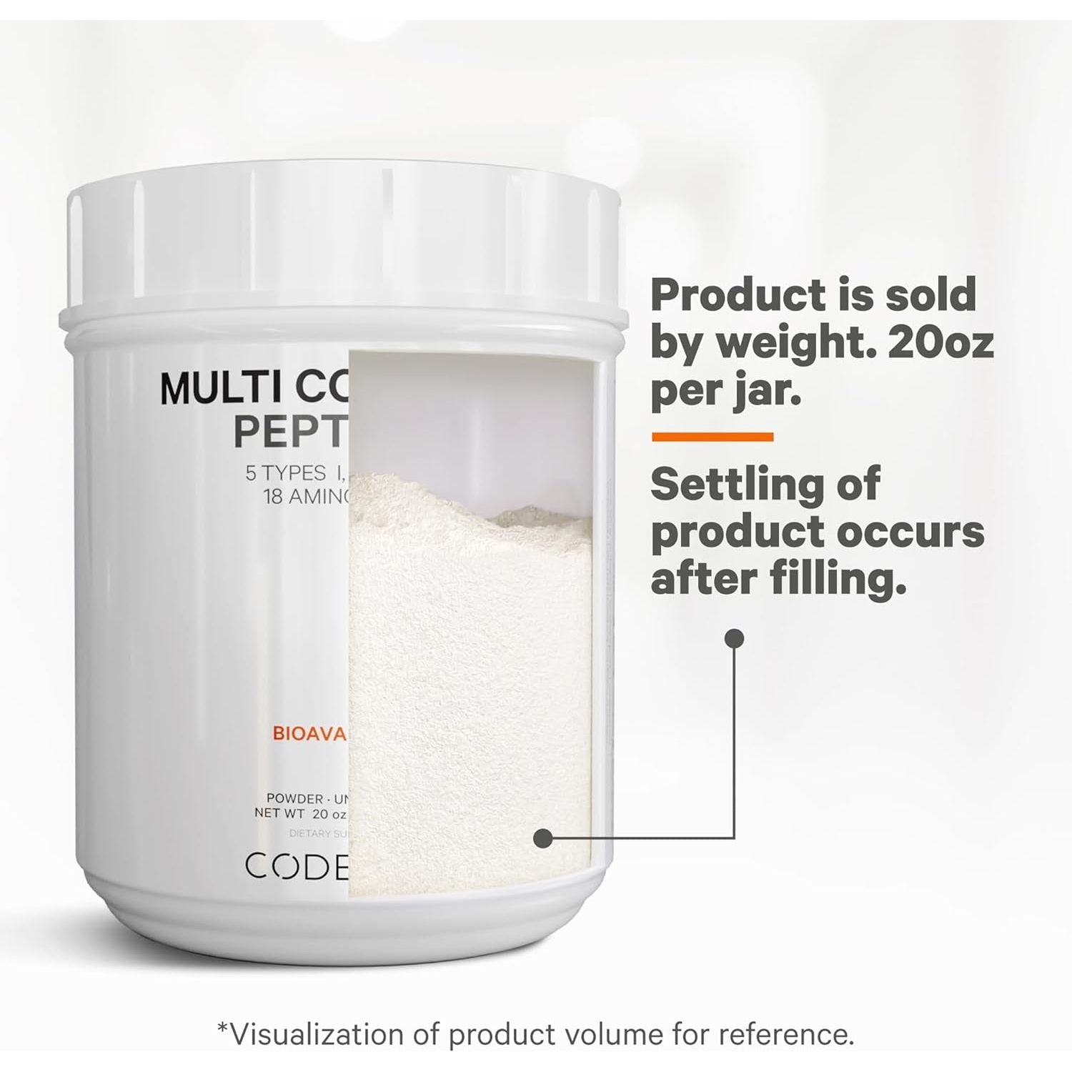 Codeage Multi Collagen Protein Powder Peptides, 2-Month Supply, Hydrolyzed, Type I, II, III, V, X - 20 Ounces